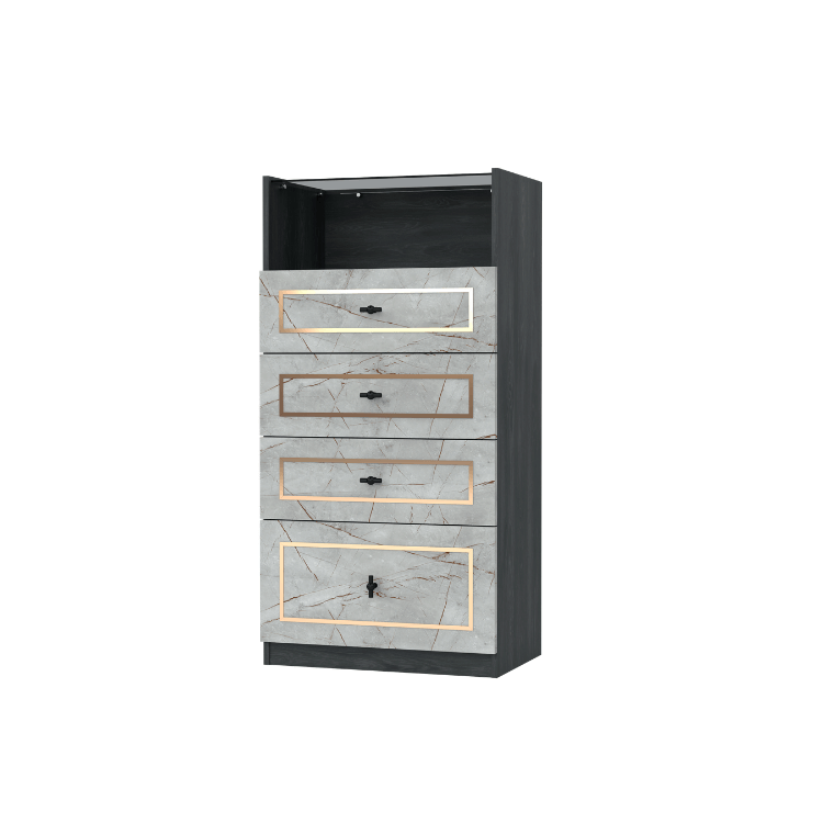 ตู้ลิ้นชัก 4 ลิ้นชัก WISDOM DESIGN FURNITURE GDW-601 60 ซม. สีแอชเกรย์/ไลท์มาร์เบิ้ล